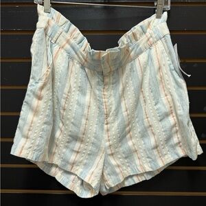 NWT Roxy High Waist Striped Shorts Blue White Orange Size XL